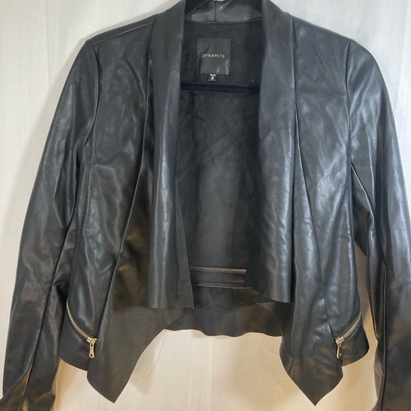 Dynamite vegan leather waterfall collar jacket with zipper details XS - Picture 12 of 13